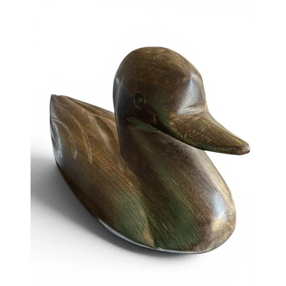 Vintage Decorative Duck Decoy‎ Hand-Carved Heavy Ironwood